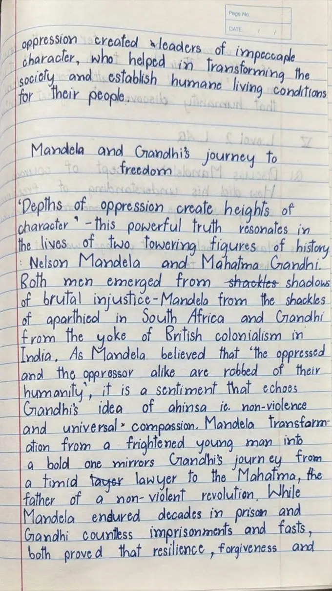 Aarav S.'s English handwriting, after the course