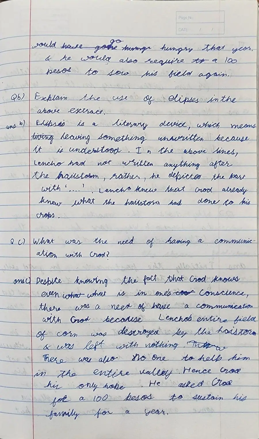 Aarav S.'s English handwriting, before the course