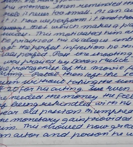 Karandeep S.'s English handwriting, before the course