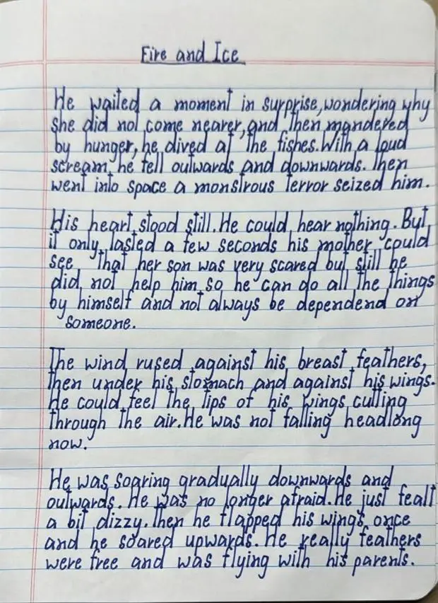 Khushal A.'s English handwriting, after the course