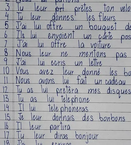 Rakshan J.'s French handwriting, after the course